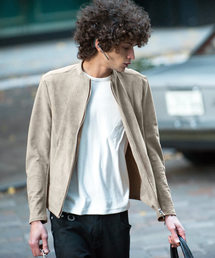 ARCHIMEDES-LEATHER LOOK(アルキメデス-レザールック)レザールック  ボトルネック シングル ライダースジャケット