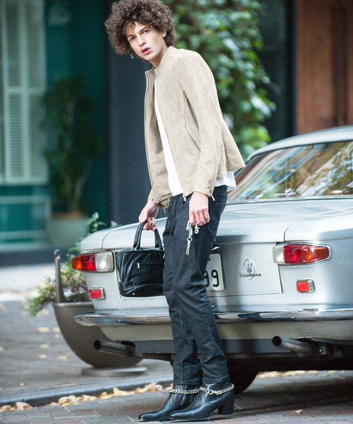 JOHNNY WOLF（ジョニーウルフ）の「ARCHIMEDES-LEATHER LOOK(アルキメデス-レザールック)レザールック  ボトルネック シングル ライダースジャケット（ライダースジャケット・メンズ・ブラック/ベージュ・2-3/3-4/1-2）」の12枚目の写真