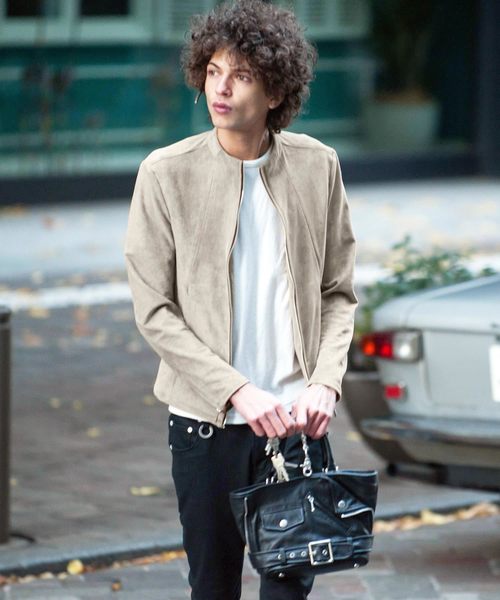 JOHNNY WOLF（ジョニーウルフ）の「ARCHIMEDES-LEATHER LOOK(アルキメデス-レザールック)レザールック  ボトルネック シングル ライダースジャケット（ライダースジャケット・メンズ・ブラック/ベージュ・2-3/3-4/1-2）」の15枚目の写真