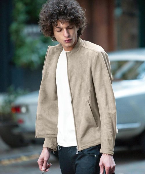 JOHNNY WOLF（ジョニーウルフ）の「ARCHIMEDES-LEATHER LOOK(アルキメデス-レザールック)レザールック  ボトルネック シングル ライダースジャケット（ライダースジャケット・メンズ・ブラック/ベージュ・2-3/3-4/1-2）」の17枚目の写真