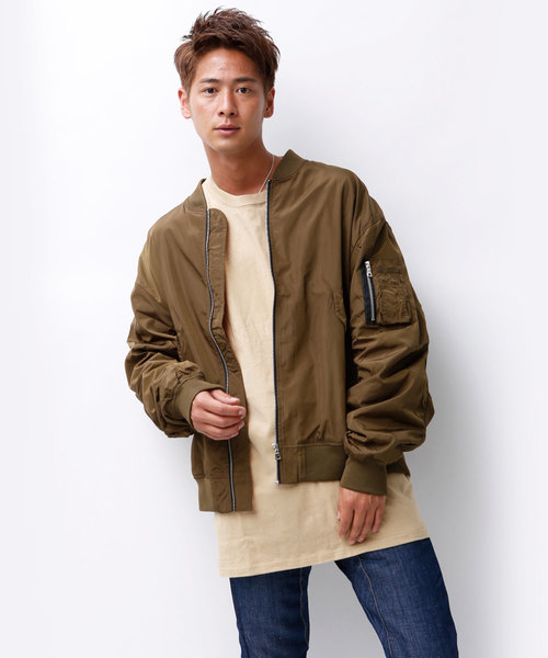 Lazy Tokyo(レイジ―トウキョウ)の「Lazy Tokyo オーバーサイズMA-1ブルゾン(中綿有り)(MA-1)」|カーキ