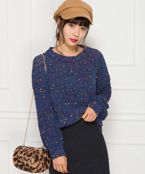 SpRay（スプレイ）の「カラーネップニット（ニット/セーター・レディース・ホワイト/ブラック/ネイビー・FREE）」の3枚目の写真