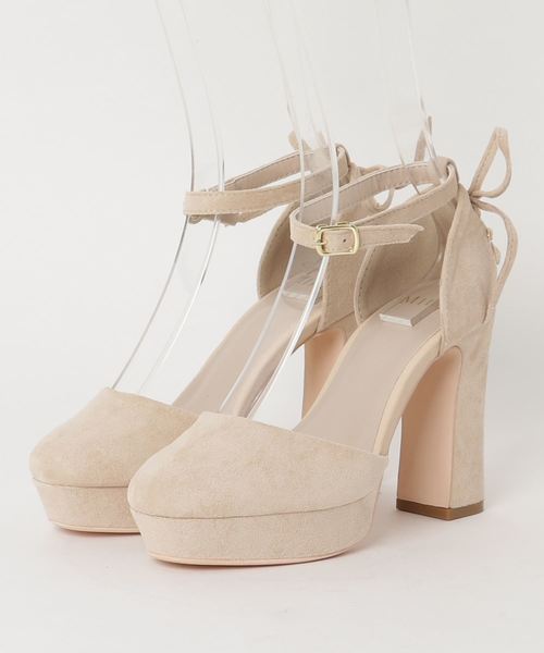 MIIA（ミーア）の「バックレースアップパンプス（パンプス・レディース・ベージュ/ピンク系その他/チェック・S/M/L）」の2枚目の写真