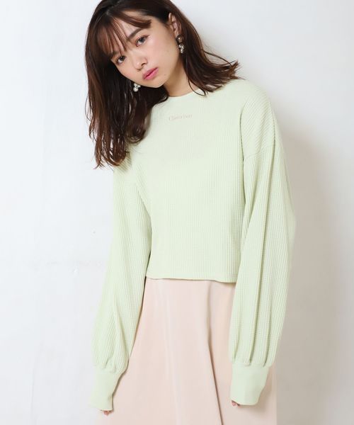 one after another NICE CLAUP（ワンアフターアナザーナイスクラップ）の「サーマル刺繍トップス（Tシャツ/カットソー・レディース・オフホワイト/ブルーグレー/ベージュ/ライトグリーン・FREE）」の4枚目の写真