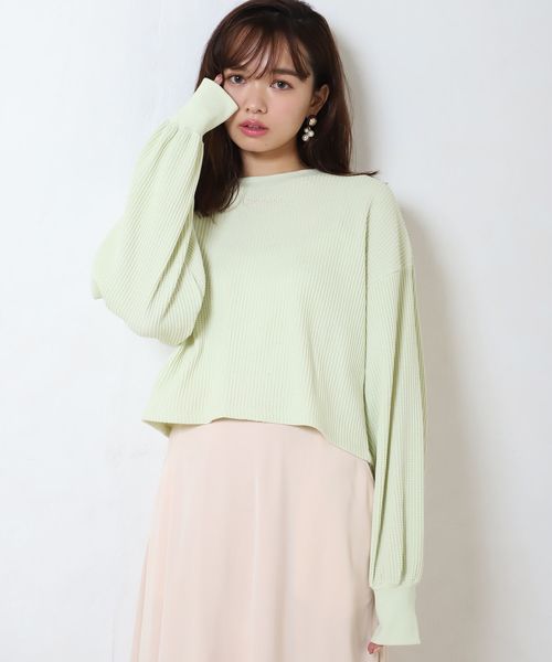 one after another NICE CLAUP（ワンアフターアナザーナイスクラップ）の「サーマル刺繍トップス（Tシャツ/カットソー・レディース・オフホワイト/ブルーグレー/ベージュ/ライトグリーン・FREE）」の14枚目の写真