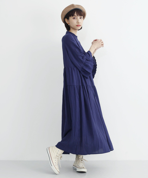 MERLOT(メルロー)の「フリルネックレースギャザーワンピース8171(ワンピース・レディース・ブラック/ベージュ/ネイビー/レッド・FREE)」の22枚目の写真