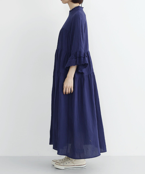 MERLOT(メルロー)の「フリルネックレースギャザーワンピース8171(ワンピース・レディース・ブラック/ベージュ/ネイビー/レッド・FREE)」の12枚目の写真