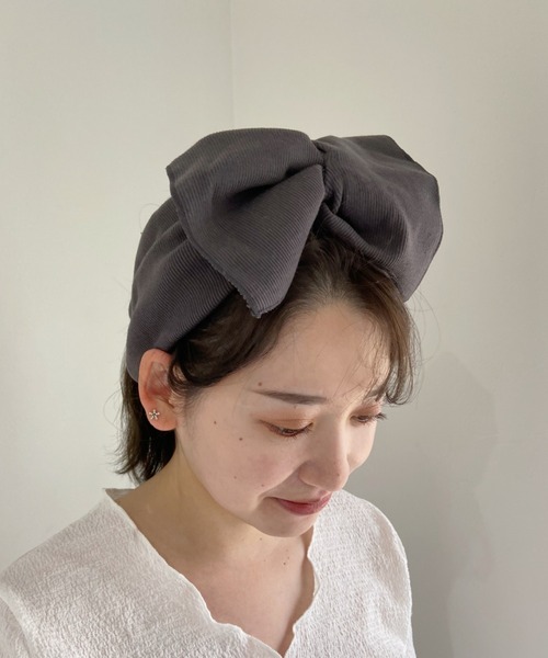 CLEA（クレア）の「ビック リボン ターバン（ヘアバンド・レディース・ブラック/ベージュ/グレー/アイボリー/ブラウン/オリーブ/ダークブラック/ブルー・FREE）」の7枚目の写真