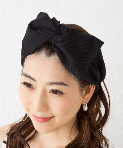 CLEA（クレア）の「ビック リボン ターバン（ヘアバンド・レディース・ブラック/ベージュ/グレー/アイボリー/ブラウン/オリーブ/ダークブラック/ブルー・FREE）」の20枚目の写真