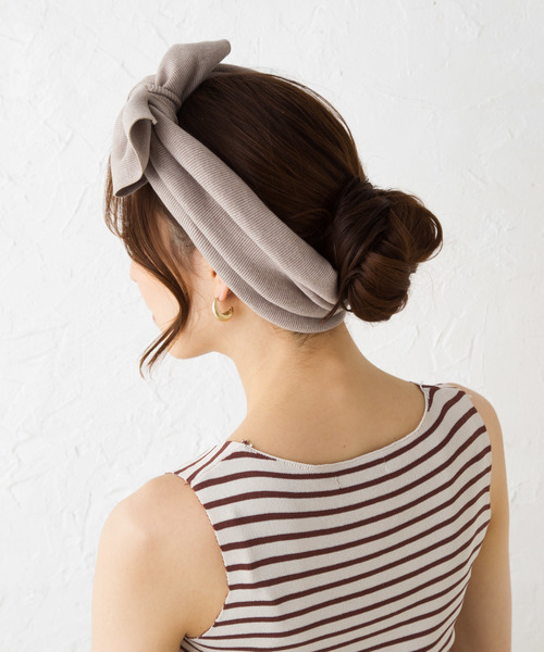 CLEA（クレア）の「ビック リボン ターバン（ヘアバンド・レディース・ブラック/ベージュ/グレー/アイボリー/ブラウン/オリーブ/ダークブラック/ブルー・FREE）」の21枚目の写真