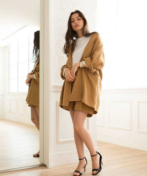 marjour(マージュール)の「LINEN OVER JAKET(テーラードジャケット・レディース・モカ・MEDIUM)」の4枚目の写真