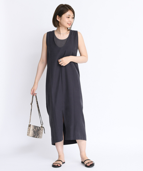 DouDou（ドゥドゥ）の「バッククロスワンピース（ワンピース・レディース・ベージュ/ピンク/チャコールグレー・FREE）」の17枚目の写真