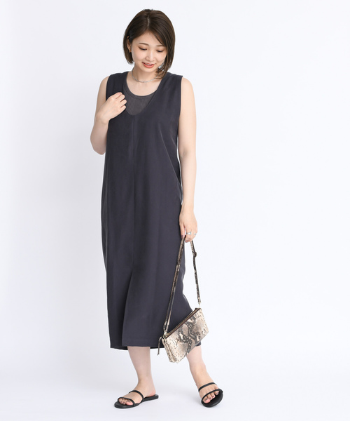 DouDou（ドゥドゥ）の「バッククロスワンピース（ワンピース・レディース・ベージュ/ピンク/チャコールグレー・FREE）」の18枚目の写真