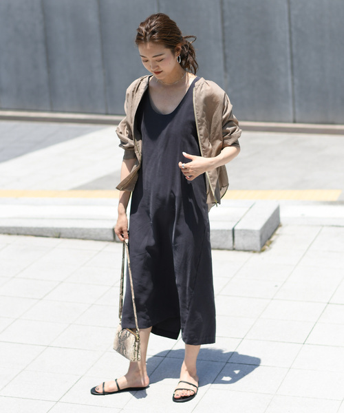 DouDou（ドゥドゥ）の「バッククロスワンピース（ワンピース・レディース・ベージュ/ピンク/チャコールグレー・FREE）」の5枚目の写真