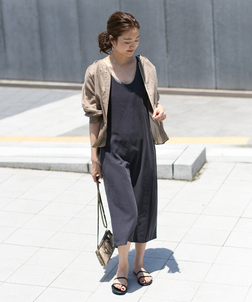 DouDou（ドゥドゥ）の「バッククロスワンピース（ワンピース・レディース・ベージュ/ピンク/チャコールグレー・FREE）」の7枚目の写真