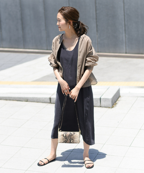 DouDou（ドゥドゥ）の「バッククロスワンピース（ワンピース・レディース・ベージュ/ピンク/チャコールグレー・FREE）」の10枚目の写真