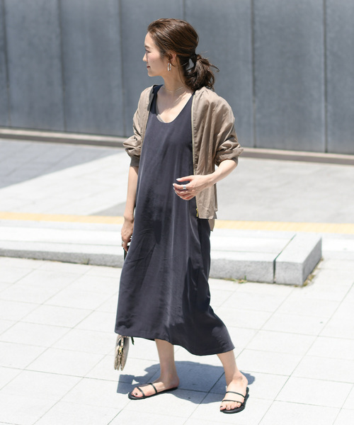 DouDou（ドゥドゥ）の「バッククロスワンピース（ワンピース・レディース・ベージュ/ピンク/チャコールグレー・FREE）」の11枚目の写真