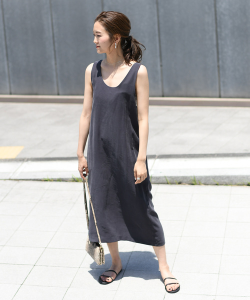 DouDou（ドゥドゥ）の「バッククロスワンピース（ワンピース・レディース・ベージュ/ピンク/チャコールグレー・FREE）」の13枚目の写真