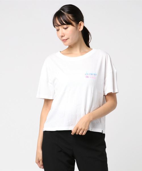 Hurley (ハーレー)の「W HRLY RECORDINGS FLOUNCY TEE / ハーレー レディース バックプリントTシャツ ショート丈 ボックスT(Tシャツ/カットソー・レディース・ブラック/ホワイト・X-SMALL/SMALL)」の2枚目の写真