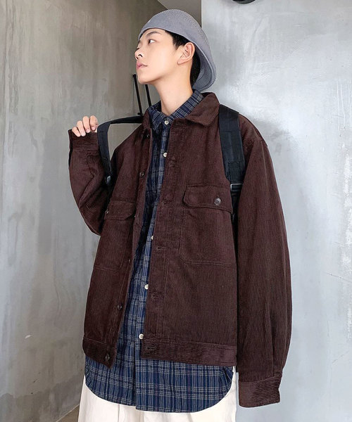 neos(ネオス)の「【neos -sellect design-】ビッグシルエット コーデュロイ ポケット CPO スウィングトップ ジャケット(ブルゾン)」|ブラウン
