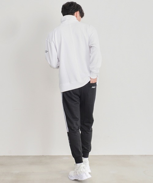 FILA（フィラ）の「【別注】FILA/フィラ ブランド ロゴ スウェット ジャージ ライン ジョガーパンツ トラックパンツ（スウェットパンツ・レディース・ブラック/ネイビー/杢グレー/グレー系その他/ブラック系その他/ブルー系その他・M/L/LL/3L）」の16枚目の写真