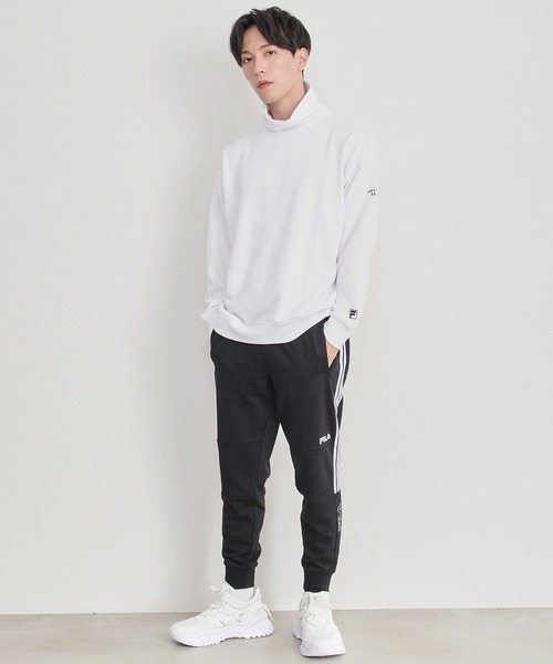 FILA（フィラ）の「【別注】FILA/フィラ ブランド ロゴ スウェット ジャージ ライン ジョガーパンツ トラックパンツ（スウェットパンツ・レディース・ブラック/ネイビー/杢グレー/グレー系その他/ブラック系その他/ブルー系その他・M/L/LL/3L）」の15枚目の写真