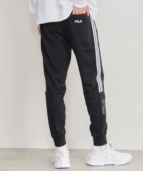 FILA（フィラ）の「【別注】FILA/フィラ ブランド ロゴ スウェット ジャージ ライン ジョガーパンツ トラックパンツ（スウェットパンツ・レディース・ブラック/ネイビー/杢グレー/グレー系その他/ブラック系その他/ブルー系その他・M/L/LL/3L）」の12枚目の写真