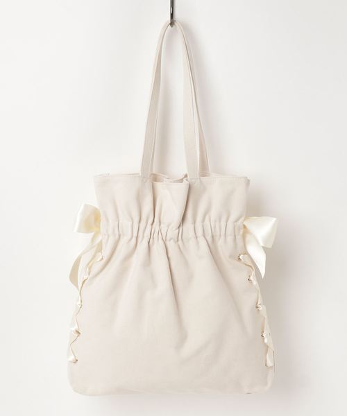 WEGO（ウィゴー）の「WEGO/サイドレースアップリボン巾着トートバッグ（トートバッグ・レディース・ブラック/キナリ/その他2/その他1・FREE）」の8枚目の写真