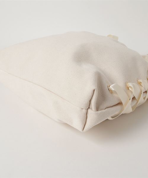 WEGO（ウィゴー）の「WEGO/サイドレースアップリボン巾着トートバッグ（トートバッグ・レディース・ブラック/キナリ/その他2/その他1・FREE）」の9枚目の写真