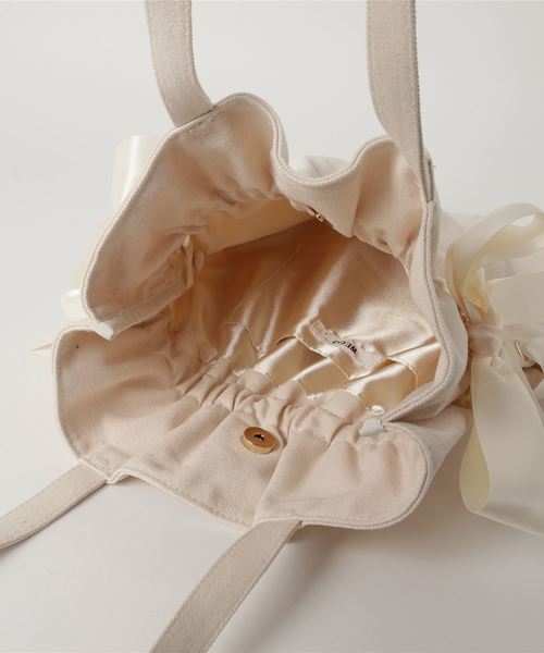 WEGO（ウィゴー）の「WEGO/サイドレースアップリボン巾着トートバッグ（トートバッグ・レディース・ブラック/キナリ/その他2/その他1・FREE）」の10枚目の写真