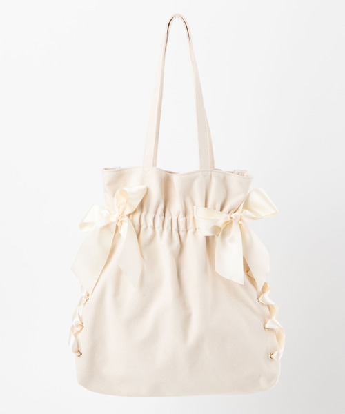 巾着トートバッグ リボンのパピヨンちゃん トートバッグ 可愛い リボン