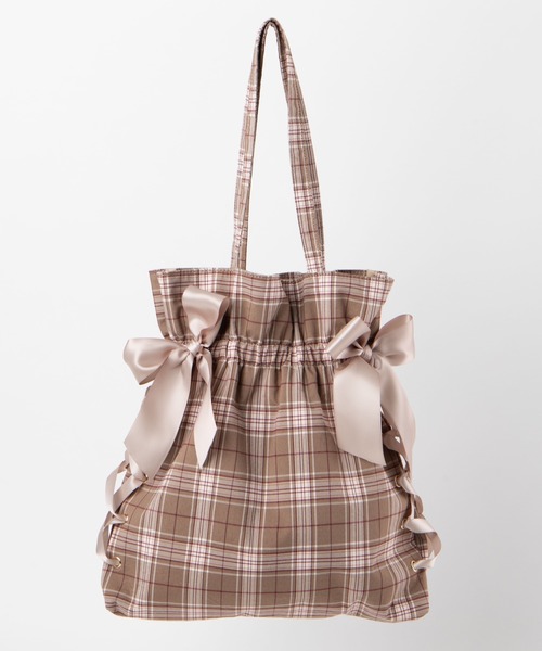 WEGO（ウィゴー）の「WEGO/サイドレースアップリボン巾着トートバッグ（トートバッグ・レディース・ブラック/キナリ/その他2/その他1・FREE）」の12枚目の写真