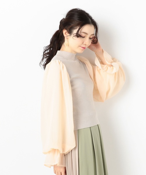 archives（アルシーヴ）の「ラメシフォンボリューム袖ニットプル