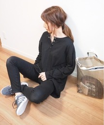 Mysa&Liina | ヘンリーネックBIGロングTシャツ(Tシャツ/カットソー)