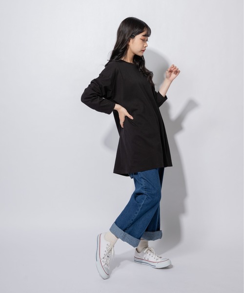 Mysa&Liina（ミーサリーナ）の「ヘンリーネックBIGロングTシャツ（Tシャツ/カットソー・レディース・ブラック/オフホワイト/サックスブルー/ラベンダー・M）」の14枚目の写真