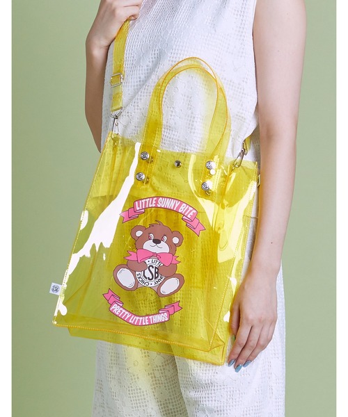 Little sunny bite（リトルサニーバイト）の「Cutie bear LSB logo pvc bag（トートバッグ・レディース・ピンク/イエロー/クリア・FREE）」の3枚目の写真