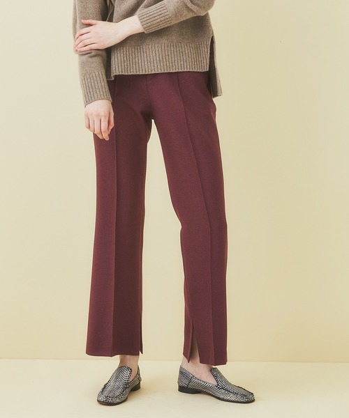STUDIOUS（ステュディオス）の「【STUDIOUS】ライトツイルスリットフレアパンツ（その他パンツ・レディース・ワインレッド/カーキ/ブラック/パープル・2/1）」の4枚目の写真