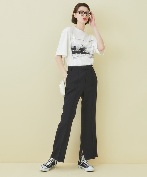 STUDIOUS（ステュディオス）の「【STUDIOUS】ライトツイルスリットフレアパンツ（その他パンツ・レディース・ワインレッド/カーキ/ブラック/パープル・2/1）」の13枚目の写真