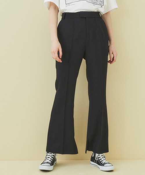 STUDIOUS（ステュディオス）の「【STUDIOUS】ライトツイルスリットフレアパンツ（その他パンツ・レディース・ワインレッド/カーキ/ブラック/パープル・2/1）」の7枚目の写真