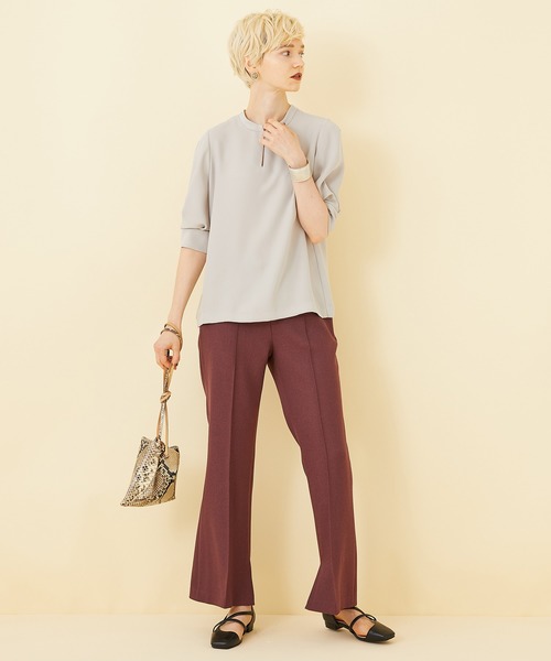 STUDIOUS（ステュディオス）の「【STUDIOUS】ライトツイルスリットフレアパンツ（その他パンツ・レディース・ワインレッド/カーキ/ブラック/パープル・2/1）」の20枚目の写真