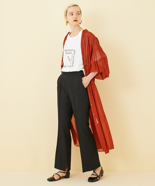 STUDIOUS（ステュディオス）の「【STUDIOUS】ライトツイルスリットフレアパンツ（その他パンツ・レディース・ワインレッド/カーキ/ブラック/パープル・2/1）」の16枚目の写真