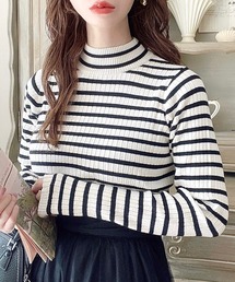 moment+ | 【累計販売枚数10万枚突破！】12G ボトルネックワイドリブカラー＆ボーダーニットプルオーバー(ニット/セーター)