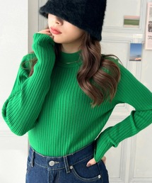 【累計販売枚数13万枚突破!】【18色展開】ボトルネックワイドリブカラーニットプルオーバー〈手洗い可能〉