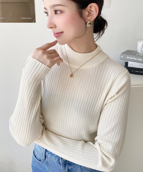 yuna画面V12 ニット　レディースMサイズ セール】【累計販売枚数12万枚突破！】12G ボトルネックワイドリブ