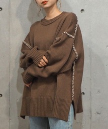[新色登場] 配色ステッチBIGニットプルオーバー
