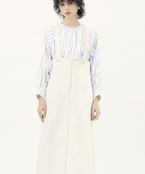 MACPHEE - MACPHEE マカフィー 19SS コットンシルク ハイネックギャザーブラウス 12-01-91-01040 ブルー 36 MACPHEE（マカフィー）の「ファインコットンブロード ギャザー