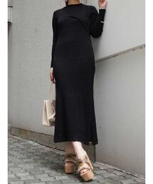 MERCURYDUO | 透かし編みニットキャミワンピースセット(ワンピース)