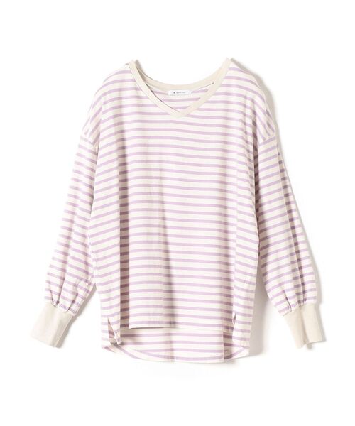SHIPS Days(シップスデイズ)の「SHIPS Days:ボーダーロングスリーブTee(Tシャツ/カットソー・レディース・ラベンダー/ネイビー/ベージュ・ONE SIZE)」の3枚目の写真