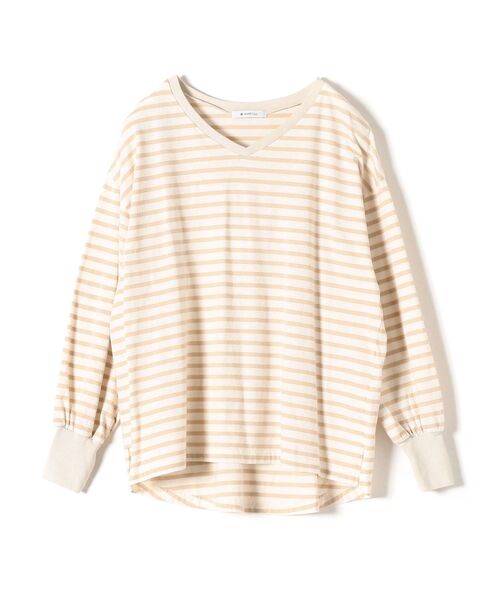 SHIPS Days(シップスデイズ)の「SHIPS Days:ボーダーロングスリーブTee(Tシャツ/カットソー・レディース・ラベンダー/ネイビー/ベージュ・ONE SIZE)」の1枚目の写真