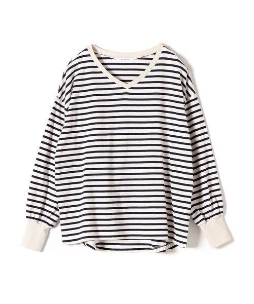 SHIPS Days(シップスデイズ)の「SHIPS Days:ボーダーロングスリーブTee(Tシャツ/カットソー・レディース・ラベンダー/ネイビー/ベージュ・ONE SIZE)」の2枚目の写真